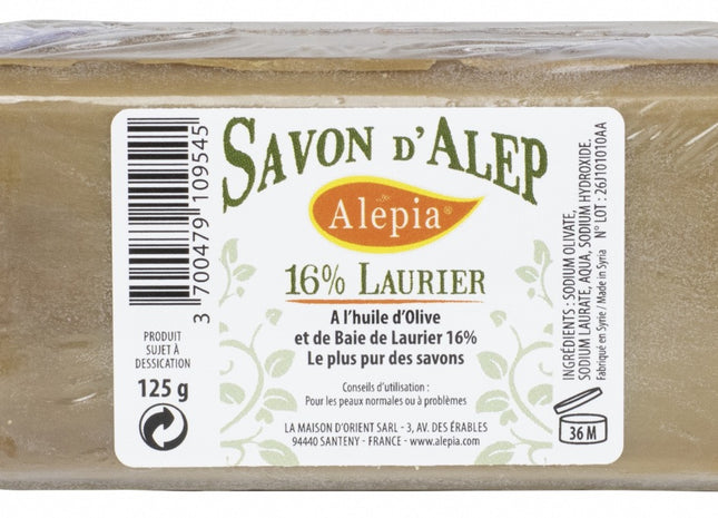 Savon d'Alep 16% aux Baies de Laurier 125 grs