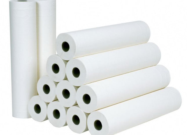 Draps d'Examen Jetables Lisses Blancs 50x114 cm par 12 Rouleaux