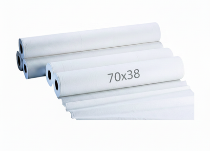 Draps d'examen lisses blancs 70x38 cm par 12 rouleaux