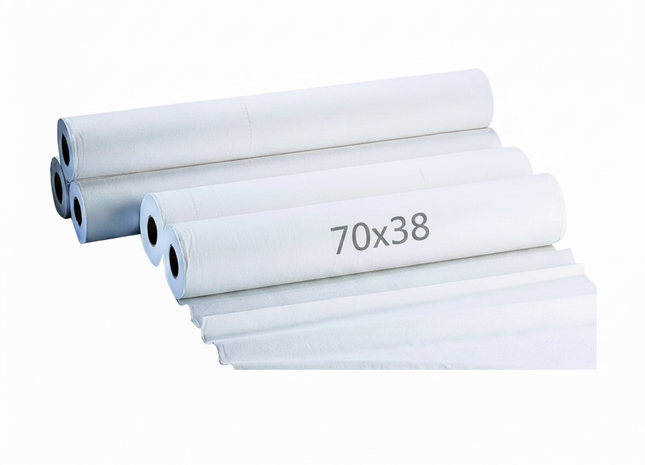 Draps d'examen lisses blancs 70x38 cm par 12 rouleaux