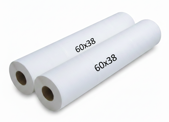 Draps d'examen lisses blancs 60x38 cm par 12 rouleaux
