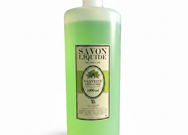 Savon de Marseille liquide à la verveine citronnée 1 litre fond blanc