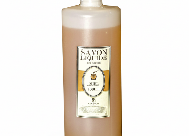 Savon de Marseille liquide au miel 1 litre fond blanc