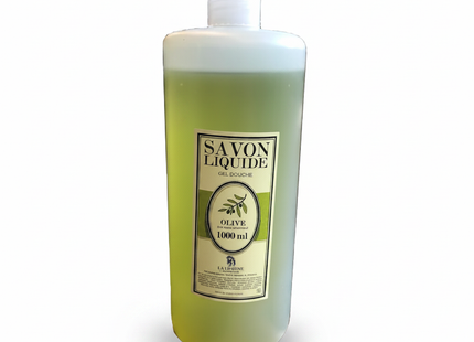 Savon liquide à l'olive 1 litre fond blanc