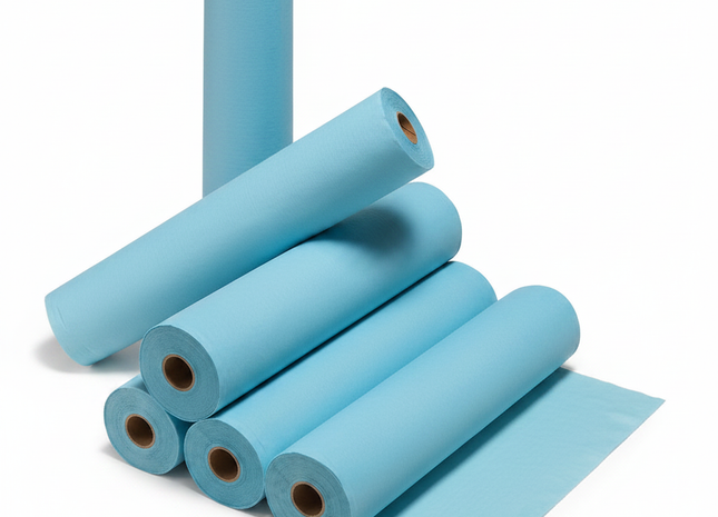 Draps impérméables plastifiés bleus 50x114cm par 6 rouleaux Hartmann